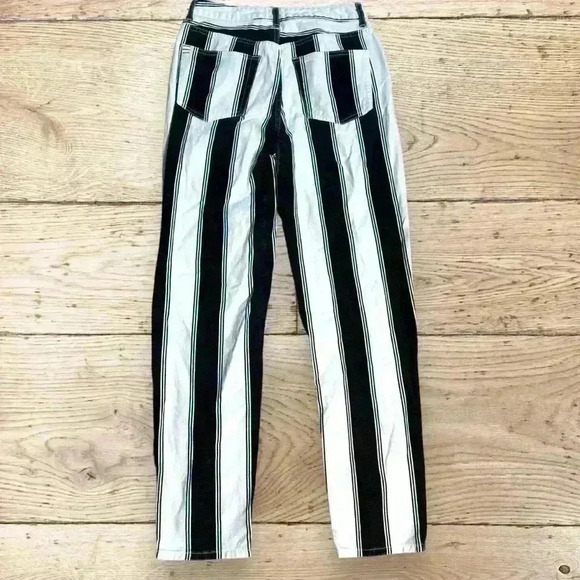 Striped Black and White Women's Jeans - Picture 2 of 8